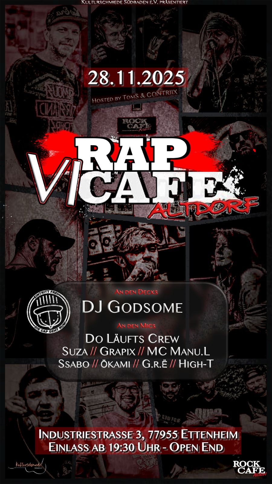 Rapcafe VI: DJ Godsome | Okami, MC Manu.L, Gre & SSABO, Psycomatic, Suza & Grapix